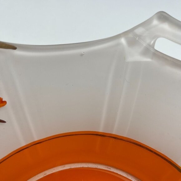 Art Deco handle serving bowl and plate octogonal 30s dish inverted orange paint - Picture 6 of 14